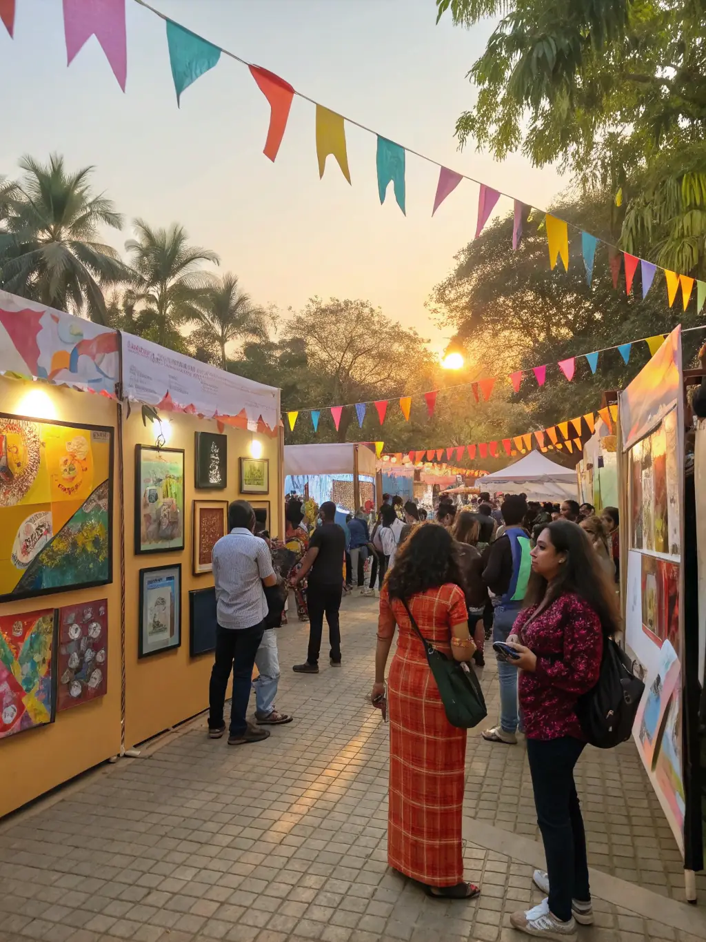 A vibrant image of a local artist displaying their artwork at a CreativPulse-sponsored event, showcasing the visibility and exposure CreativPulse provides.